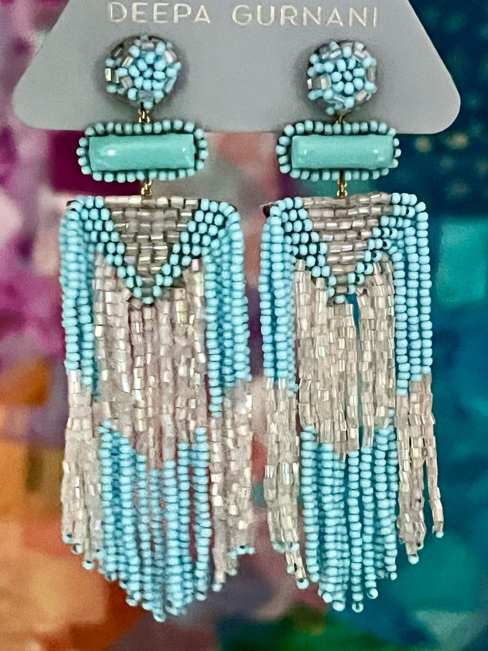 NWT Deepa Gurnani Beaded Fringe Chandeliers - Picture 12 of 17